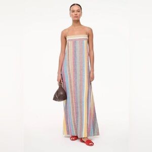 STAUD LAURA LINEN DRESS MARKET STRIPE Medium